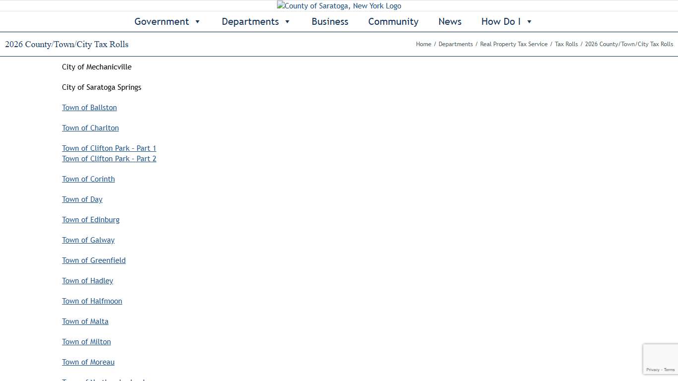 2026 County/Town/City Tax Rolls – County of Saratoga, New York